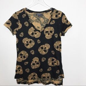 Rock & Republic Burnout T Skulls Cuffed Sleeve XS